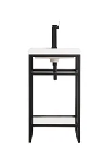 Boston 20" Single Console Vanity, Matte Black w/ White Glossy Composite Stone Top