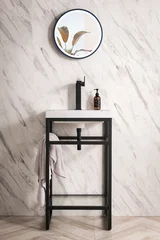 Boston 20" Single Console Vanity, Matte Black w/ White Glossy Composite Stone Top