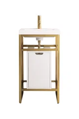 Boston 20" Single Console Vanity, Radiant Gold w/ Glossy White Storage, White Glossy Composite Stone