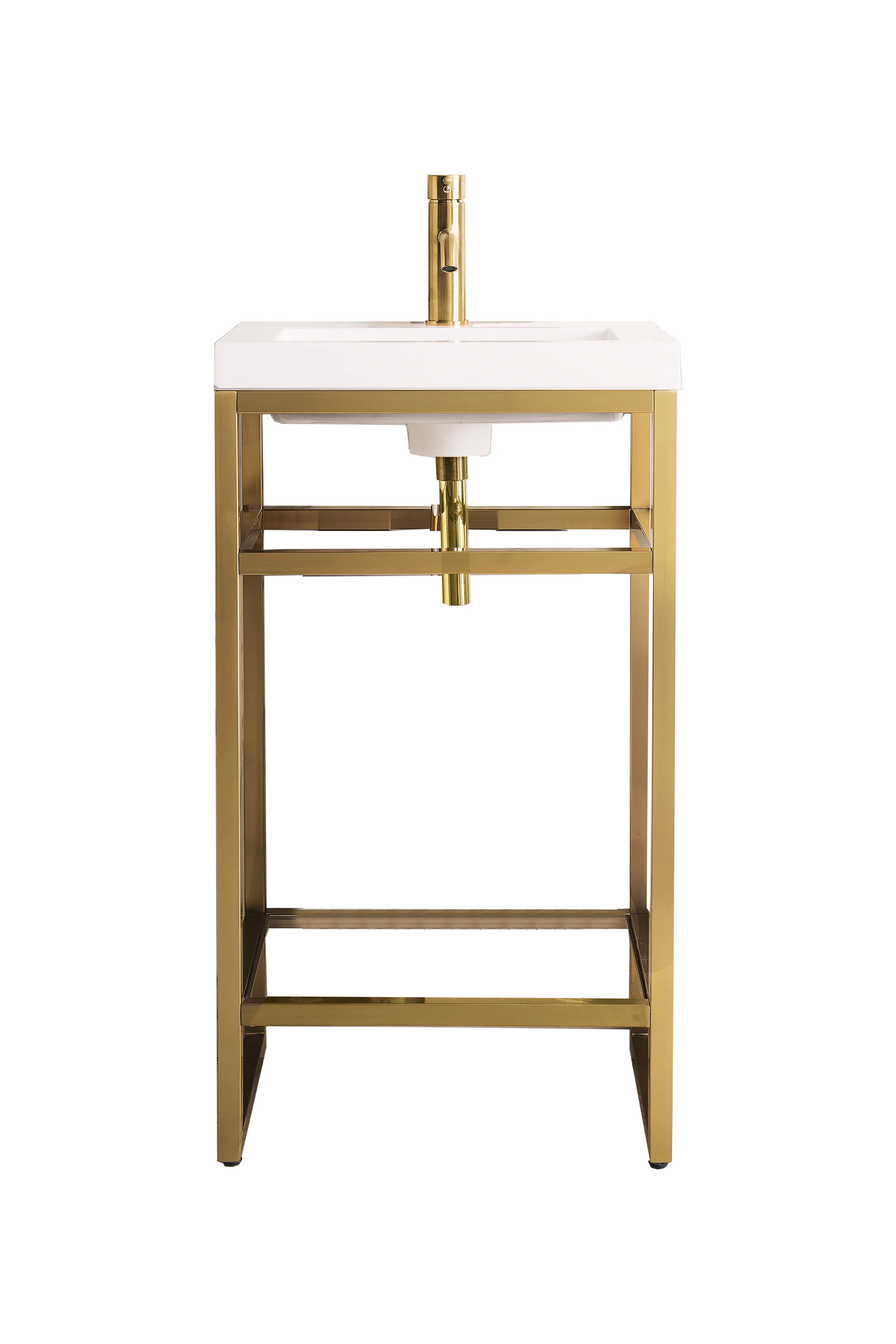 Boston 20" Single Console Vanity, Radiant Gold w/ White Glossy Composite Stone Top