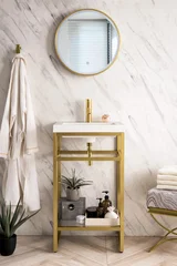 Boston 20" Single Console Vanity, Radiant Gold w/ White Glossy Composite Stone Top
