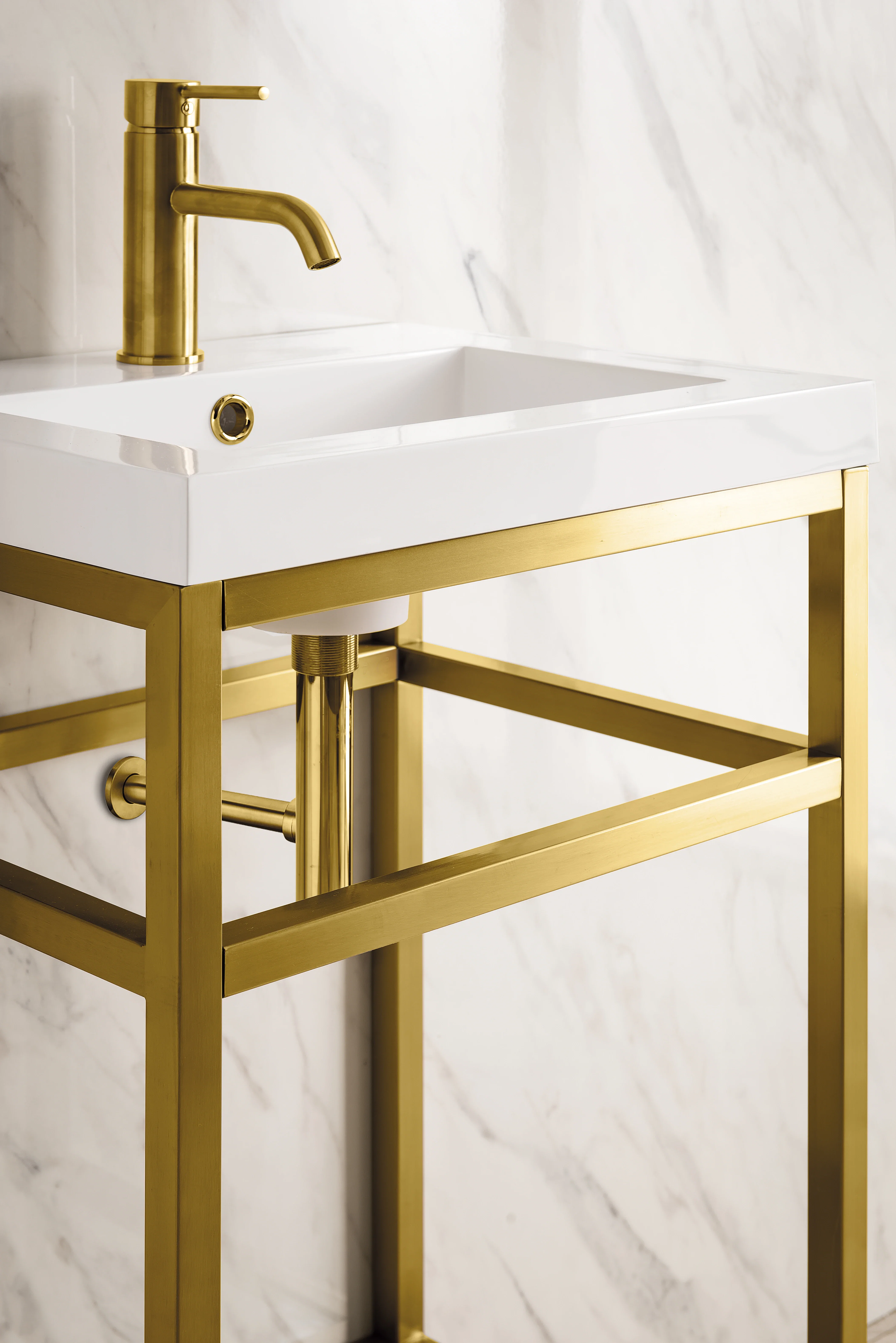 Boston 20" Single Console Vanity, Radiant Gold w/ White Glossy Composite Stone Top