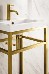 Boston 20" Single Console Vanity, Radiant Gold w/ White Glossy Composite Stone Top
