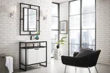 Boston 31.5" Single Console Vanity, Matte Black, Glossy White Storage, White Glossy Composite Stone