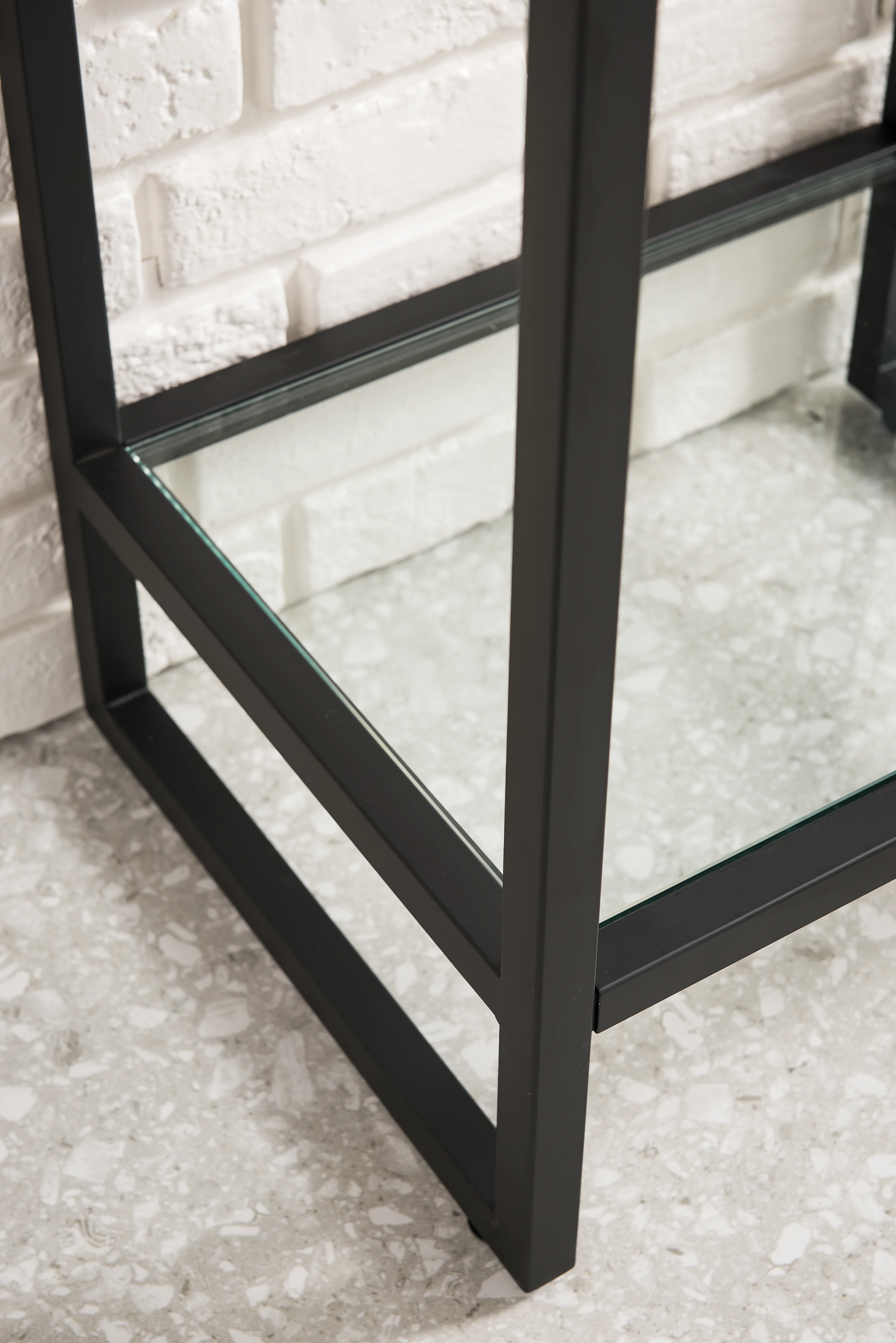 Boston 31.5" Single Console Vanity, Matte Black w/ White Glossy Composite Stone Top