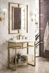 Boston 31.5" Single Console Vanity, Radiant Gold w/ White Glossy Composite Stone Top