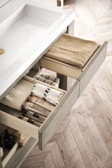 Brooklyn 39.5" Single Console Vanity, Platinum Ash w/ White Glossy Composite Stone Top