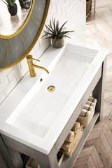 Brooklyn 39.5" Single Console Vanity, Platinum Ash w/ White Glossy Composite Stone Top
