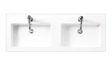 Composite Countertop 47" W x 18" D  Sink (Double Basins), White Glossy