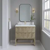 Emmeline 36" Single Vanity, Pebble Oak w/ Single Hole 3 CM White Zeus Top & Backsplash