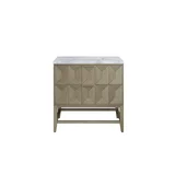 Emmeline 36" Single Vanity, Pebble Oak w/ 3 CM Carrara Marble Top
