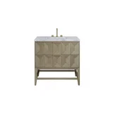 Emmeline 36" Single Vanity, Pebble Oak w/ 3 CM Carrara Marble Top