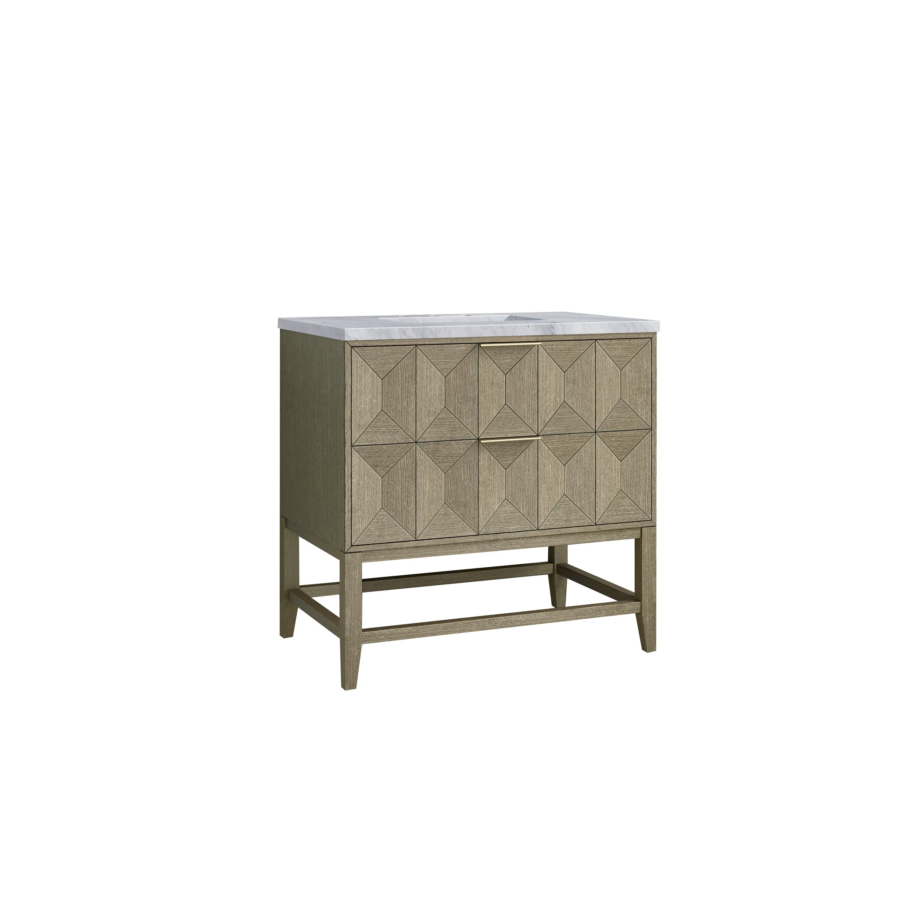 Emmeline 36" Single Vanity, Pebble Oak w/ 3 CM Carrara Marble Top