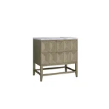 Emmeline 36" Single Vanity, Pebble Oak w/ 3 CM Carrara Marble Top