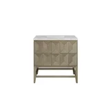 Emmeline 36" Single Vanity, Pebble Oak w/ 3 CM Eternal Jasmine Pearl Top