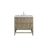 Emmeline 36" Single Vanity, Pebble Oak w/ 3 CM Eternal Jasmine Pearl Top