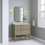 Emmeline 36" Single Vanity, Pebble Oak w/ 3 CM Eternal Jasmine Pearl Top
