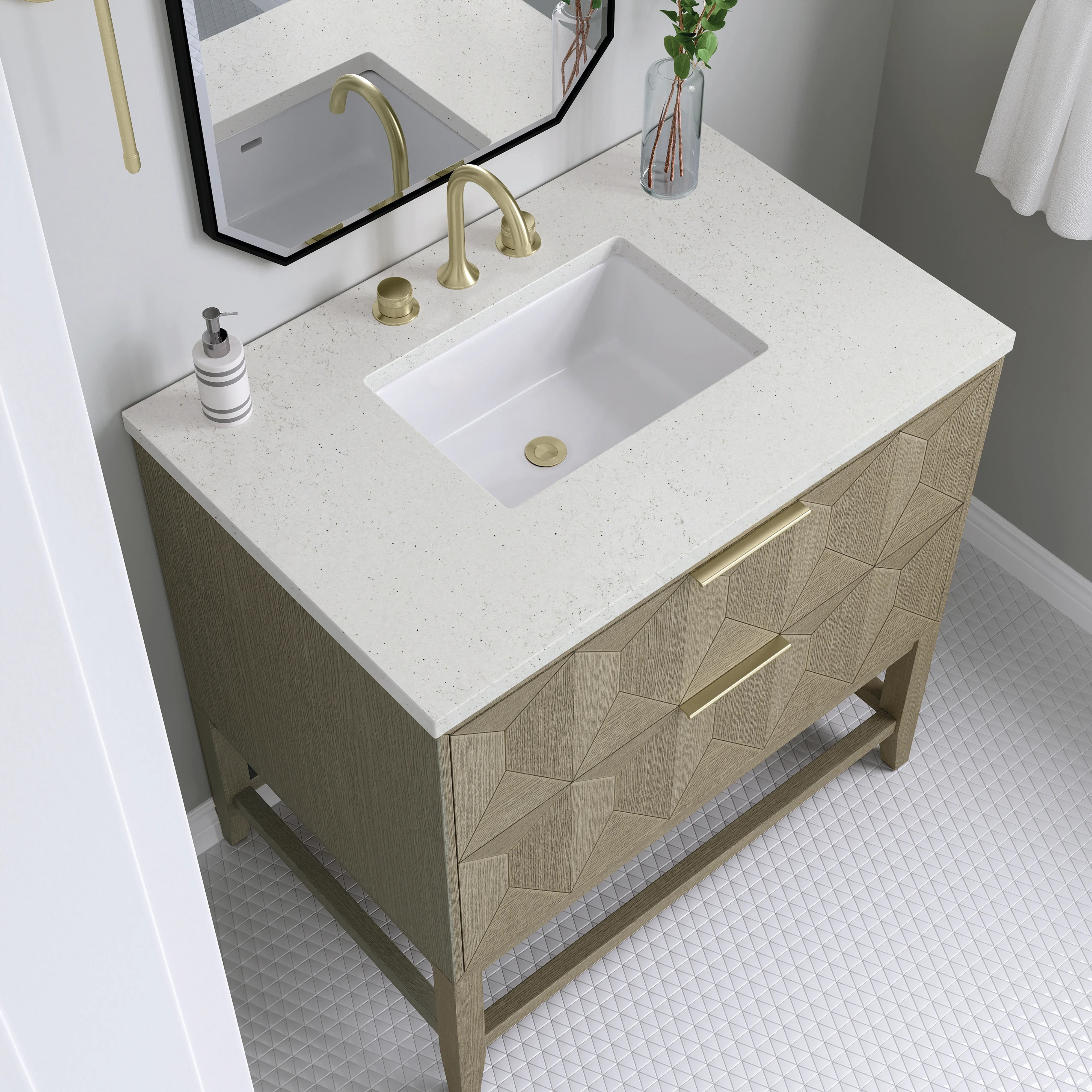 Emmeline 36" Single Vanity, Pebble Oak w/ 3 CM Lime Delight Top