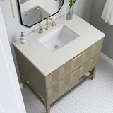 Emmeline 36" Single Vanity, Pebble Oak w/ 3 CM Lime Delight Top
