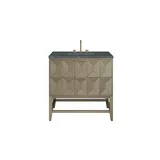 Emmeline 36" Single Vanity, Pebble Oak w/ 3 CM Parisien Bleu Top