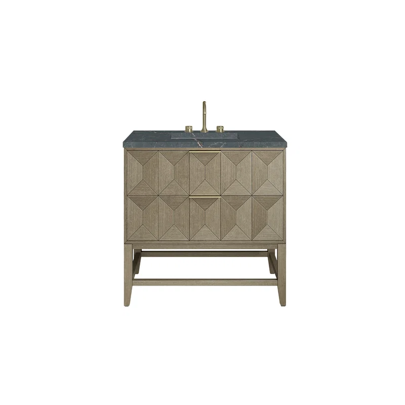 Emmeline 36" Single Vanity, Pebble Oak w/ 3 CM Parisien Bleu Top