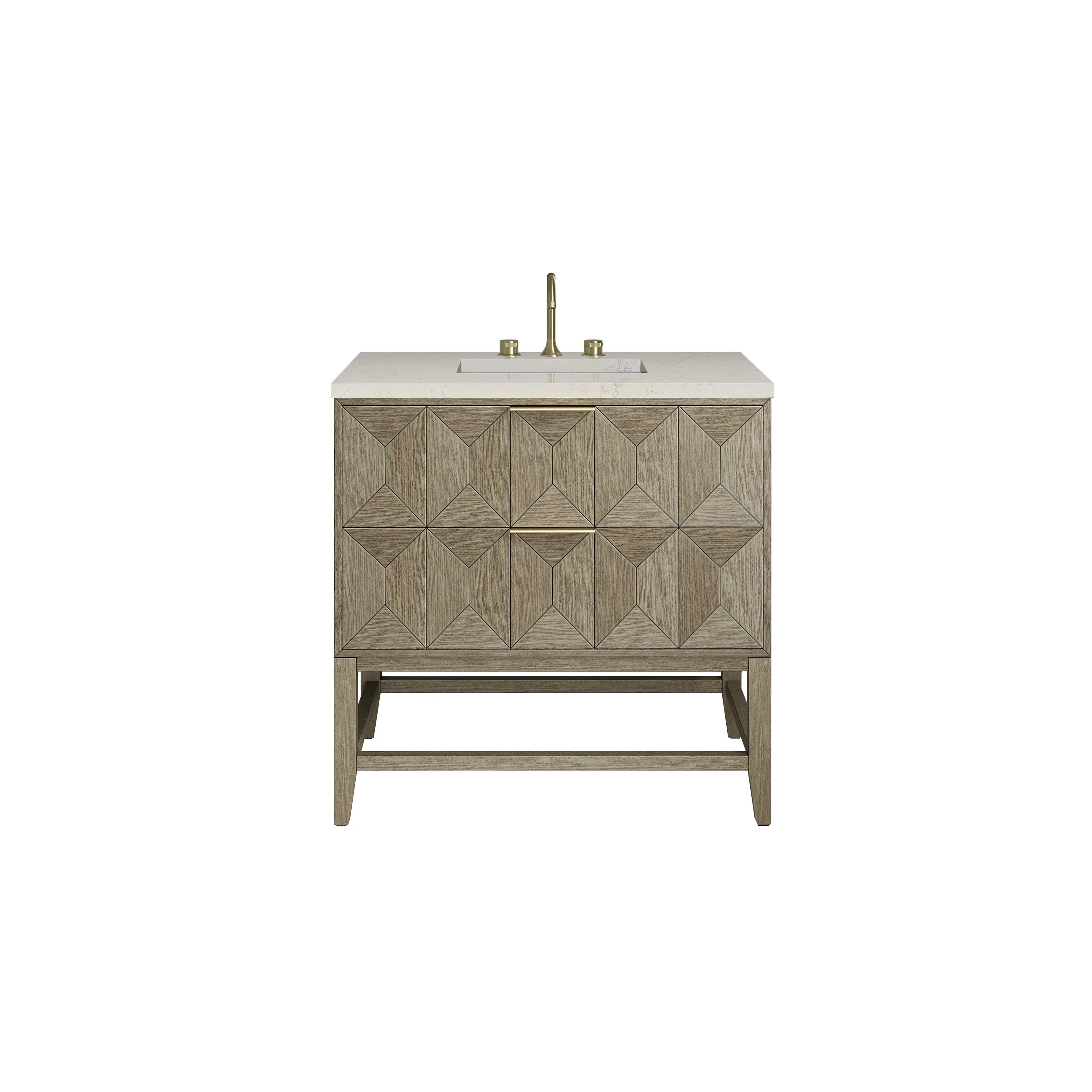 Emmeline 36" Single Vanity, Pebble Oak, w/ 3 CM Siberian Silestone Top
