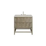 Emmeline 36" Single Vanity, Pebble Oak, w/ 3 CM Siberian Silestone Top