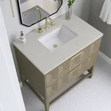 Emmeline 36" Single Vanity, Pebble Oak, w/ 3 CM Siberian Silestone Top