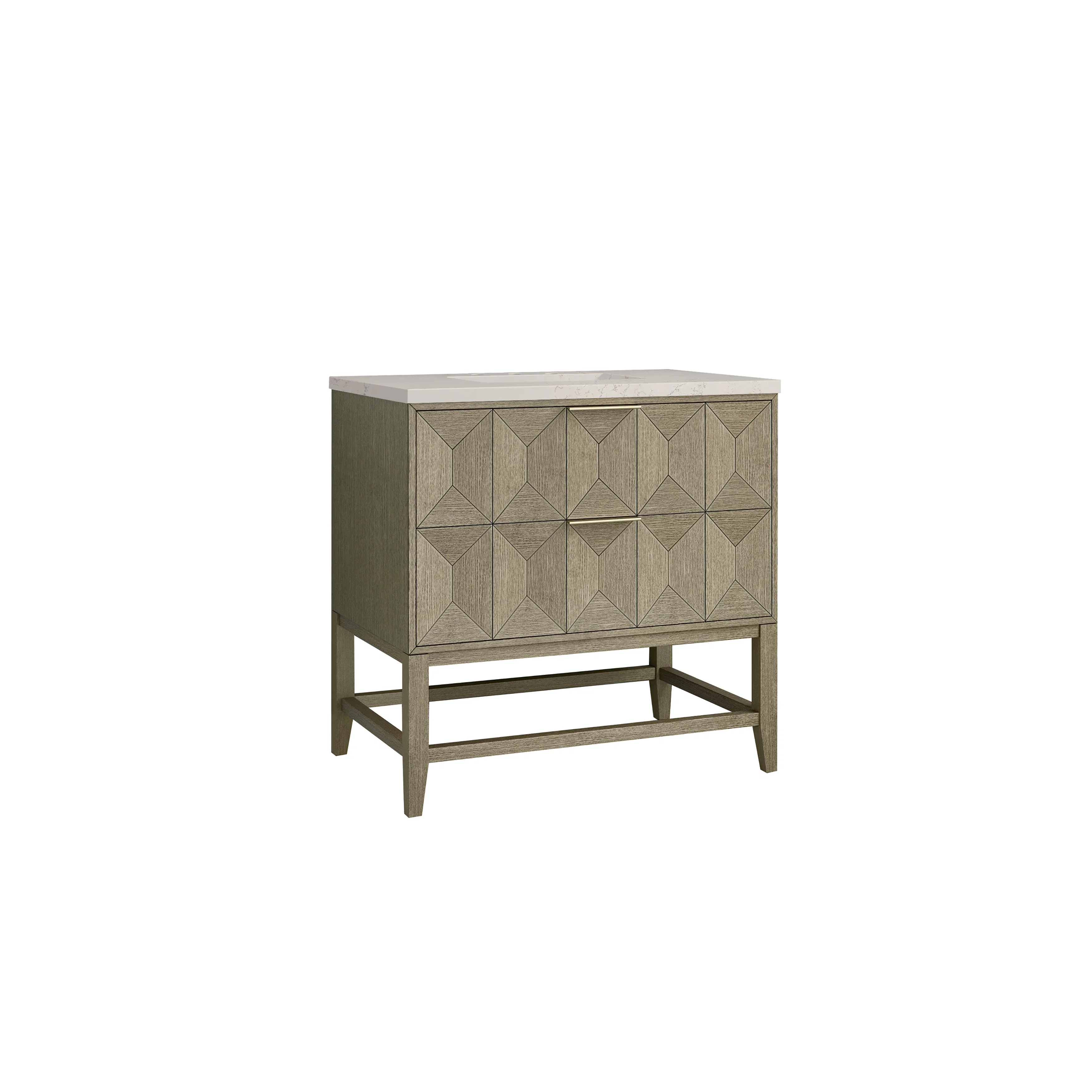 Emmeline 36" Single Vanity, Pebble Oak, w/ 3 CM Siberian Silestone Top