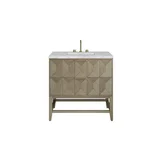 Emmeline 36" Single Vanity, Pebble Oak w/ 3 CM Victorian Silver Top