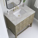 Emmeline 36" Single Vanity, Pebble Oak w/ 3 CM Victorian Silver Top