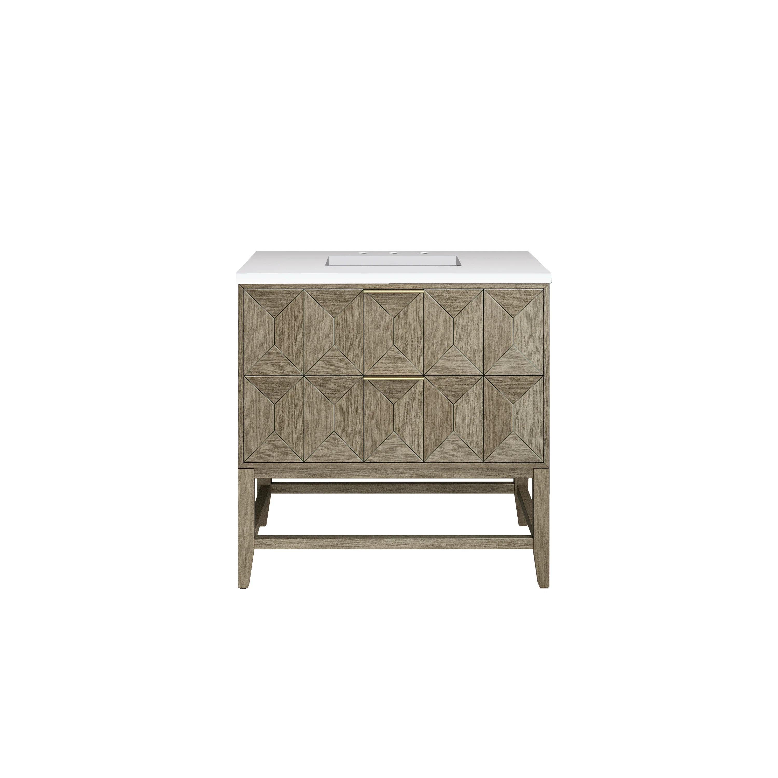 Emmeline 36" Single Vanity, Pebble Oak w/ 3 CM White Zeus Top
