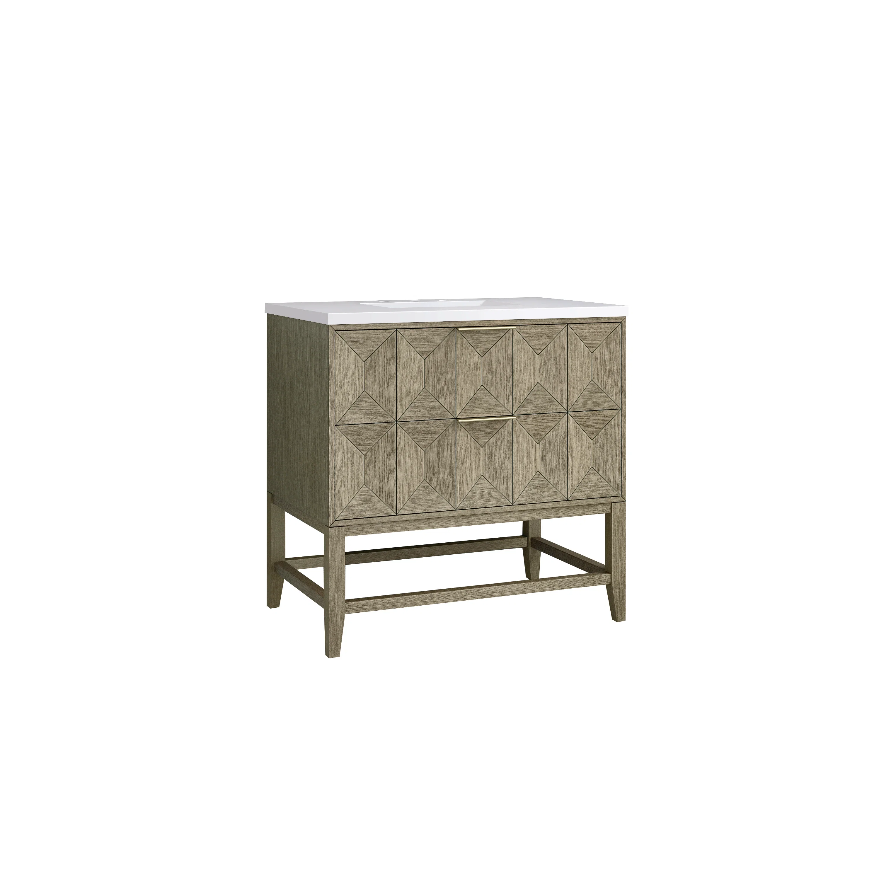 Emmeline 36" Single Vanity, Pebble Oak w/ 3 CM White Zeus Top