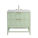 Emmeline 36" Single Vanity, Pistachio w/ 3 CM Carrara Marble Top