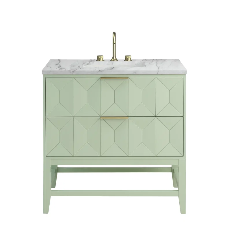 Emmeline 36" Single Vanity, Pistachio w/ 3 CM Carrara Marble Top