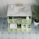 Emmeline 36" Single Vanity, Pistachio w/ 3 CM Carrara Marble Top