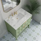 Emmeline 36" Single Vanity, Pistachio w/ 3 CM Carrara Marble Top