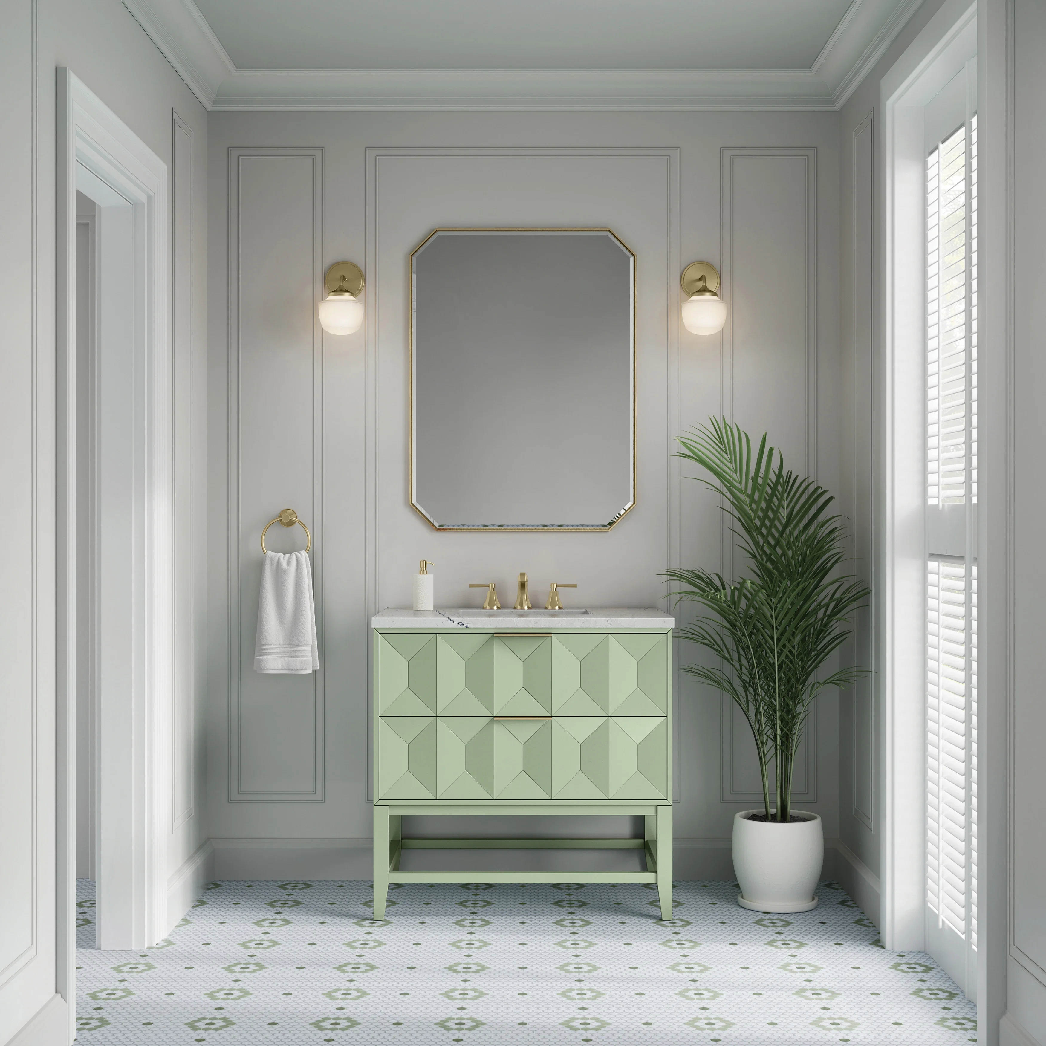 Emmeline 36" Single Vanity, Pistachio w/ 3 CM Ethereal Noctis Top