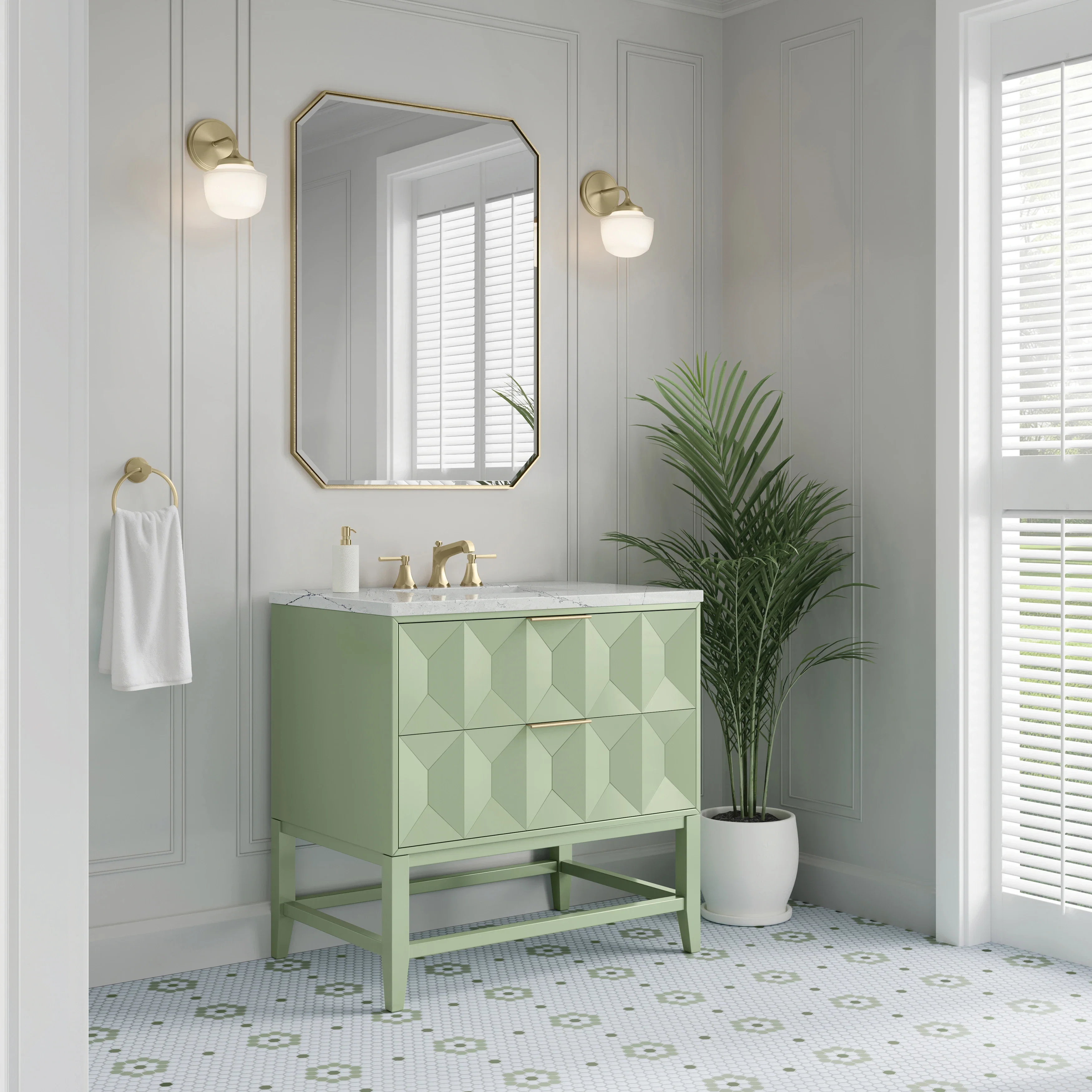 Emmeline 36" Single Vanity, Pistachio w/ 3 CM Ethereal Noctis Top