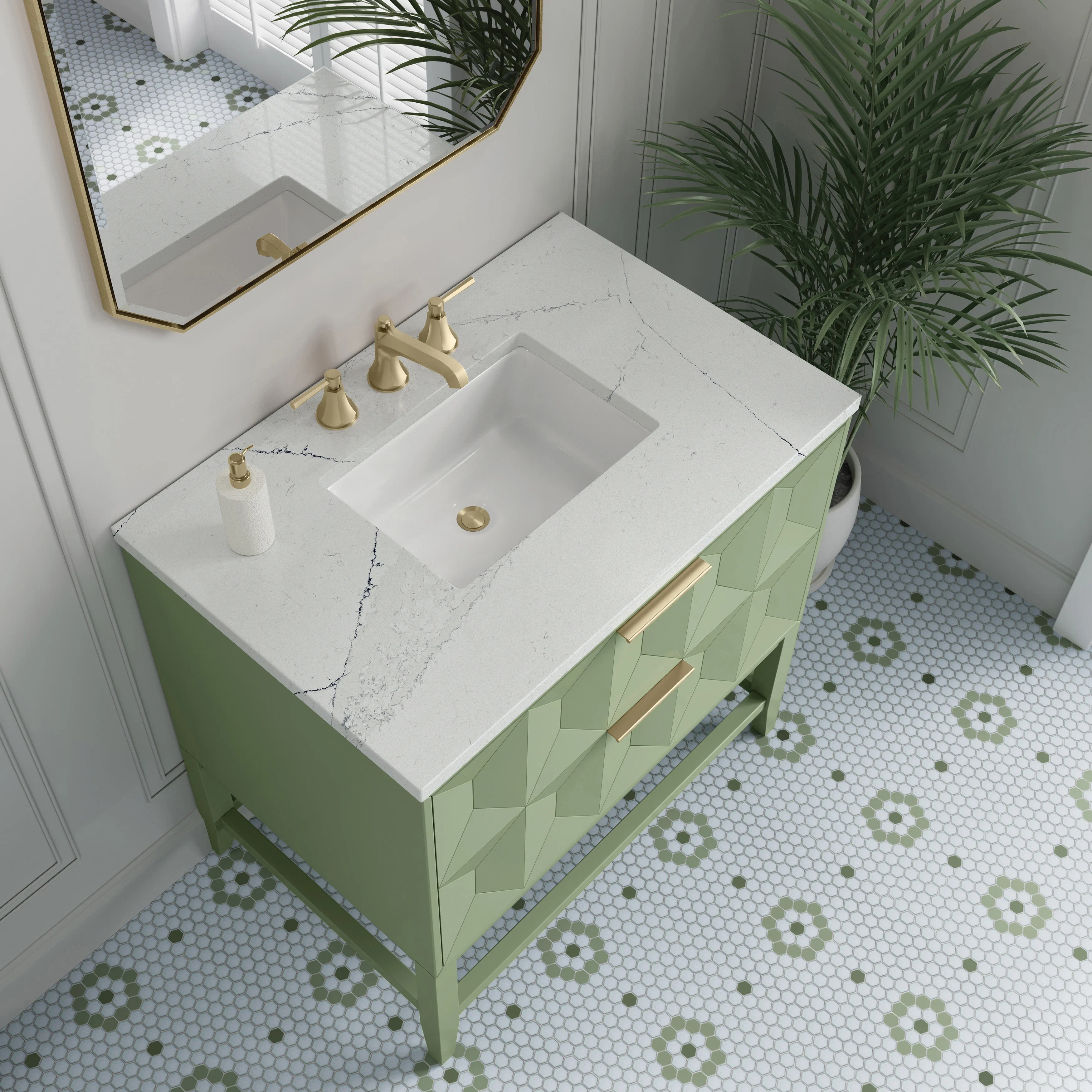 Emmeline 36" Single Vanity, Pistachio w/ 3 CM Ethereal Noctis Top