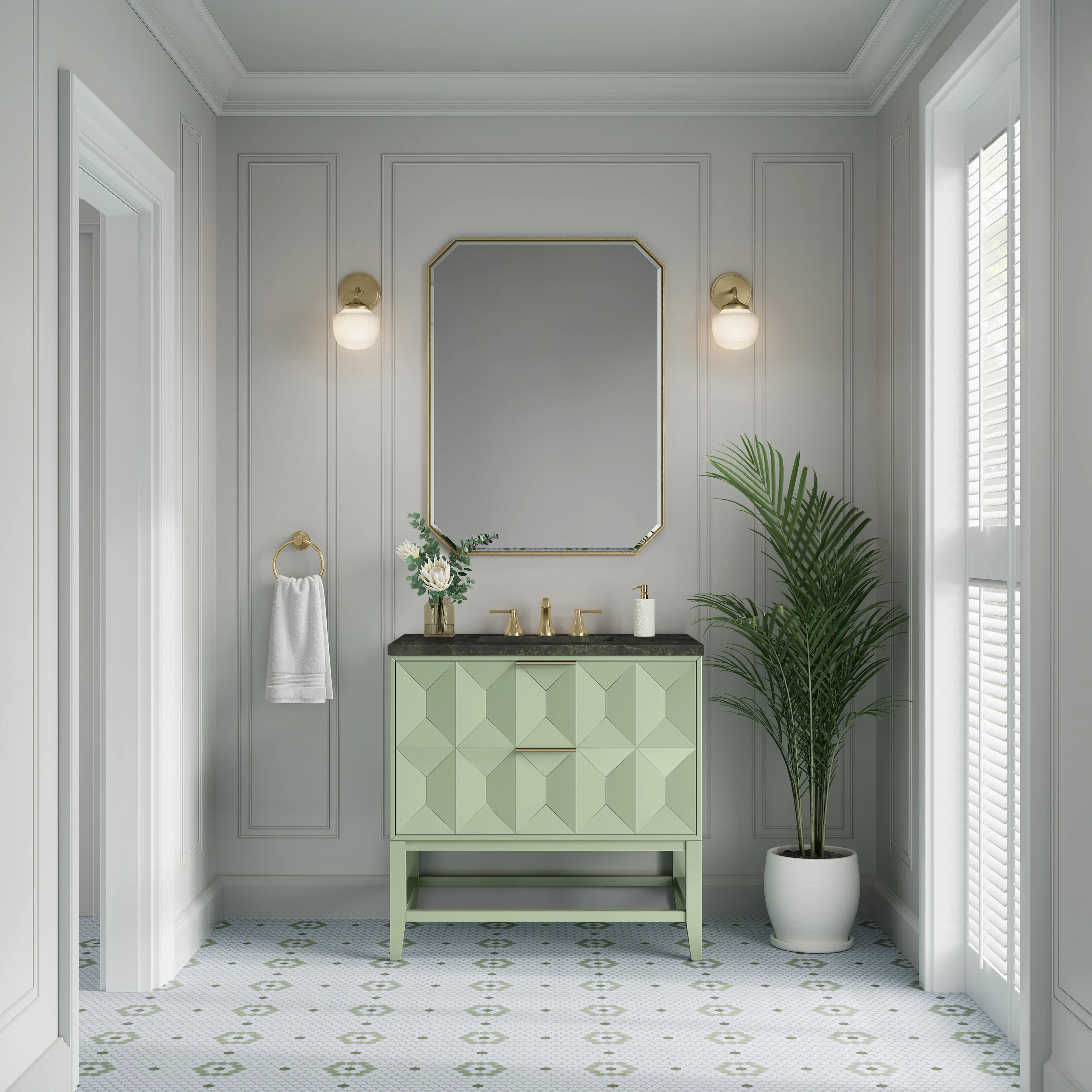 Emmeline 36" Single Vanity, Pistachio, w/ 3 CM Phantome Eclos Top