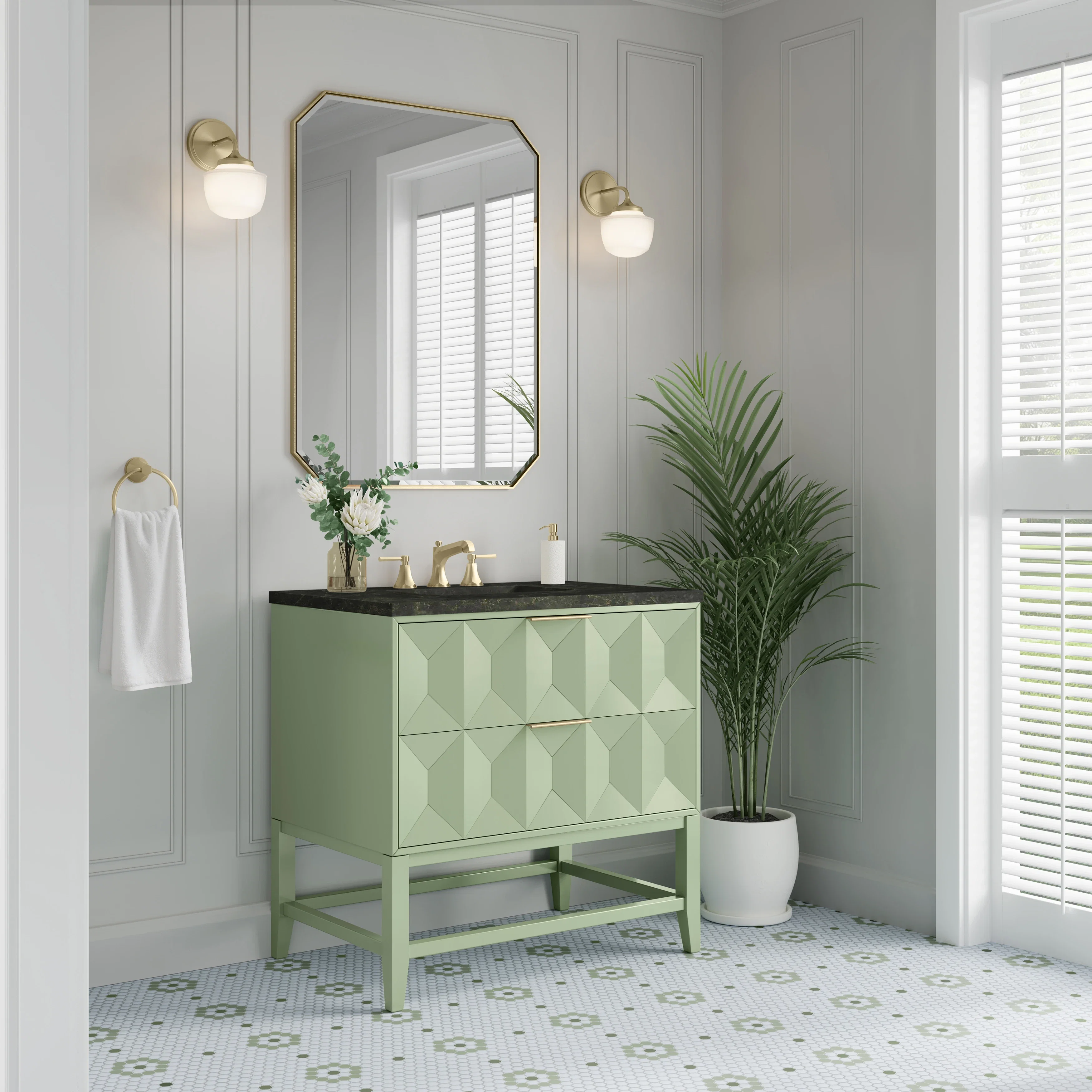 Emmeline 36" Single Vanity, Pistachio, w/ 3 CM Phantome Eclos Top
