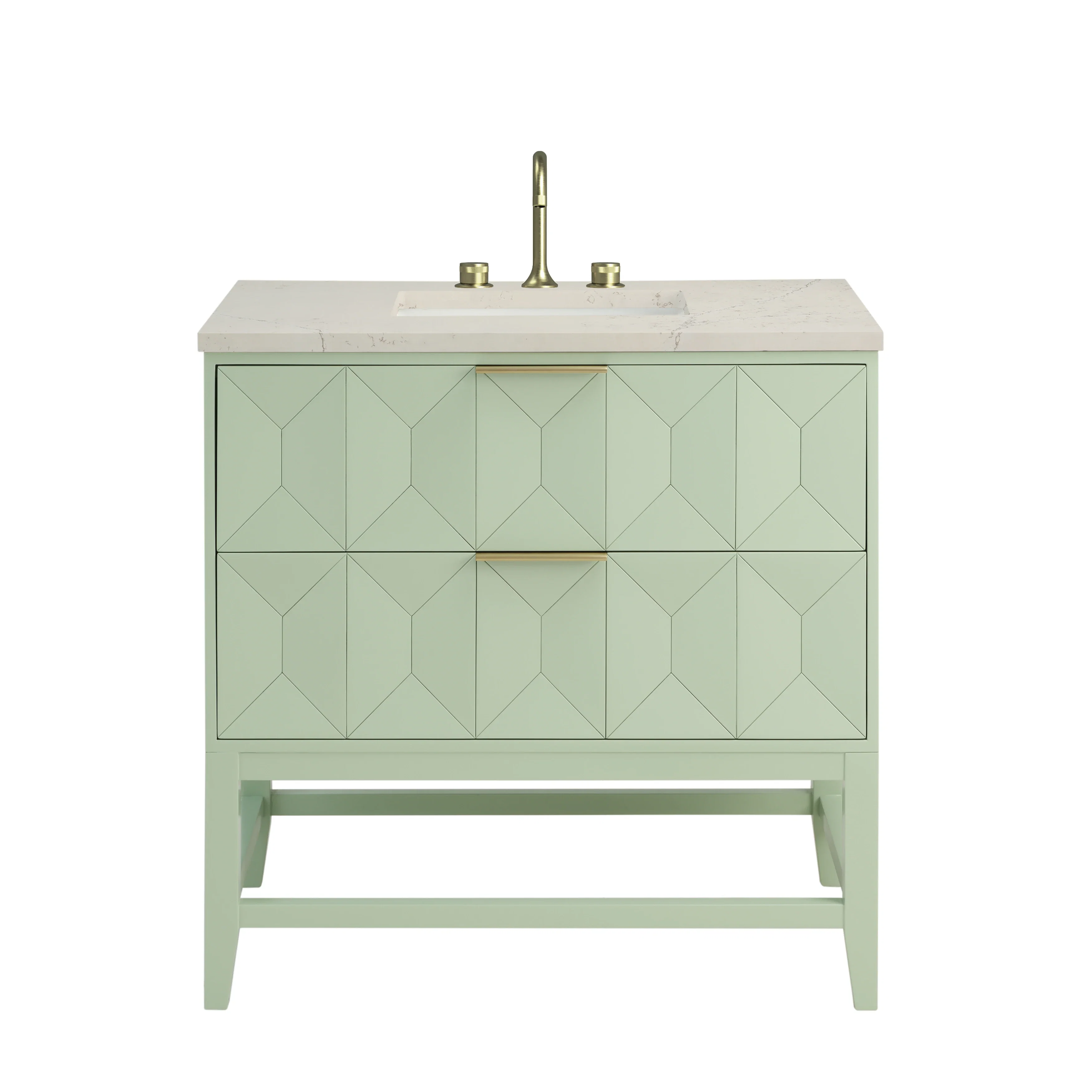 Emmeline 36" Single Vanity, Pistachio, w/ 3 CM Siberian Silestone Top