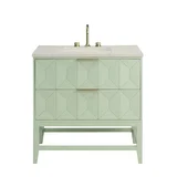 Emmeline 36" Single Vanity, Pistachio, w/ 3 CM Siberian Silestone Top