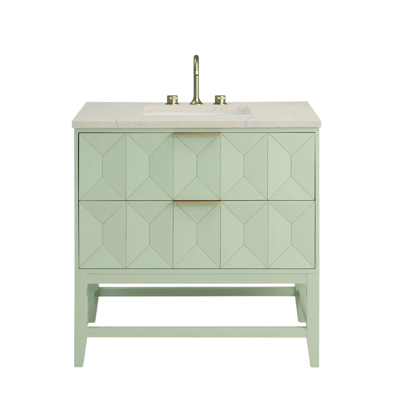 Emmeline 36" Single Vanity, Pistachio, w/ 3 CM Siberian Silestone Top