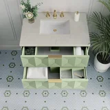 Emmeline 36" Single Vanity, Pistachio, w/ 3 CM Siberian Silestone Top