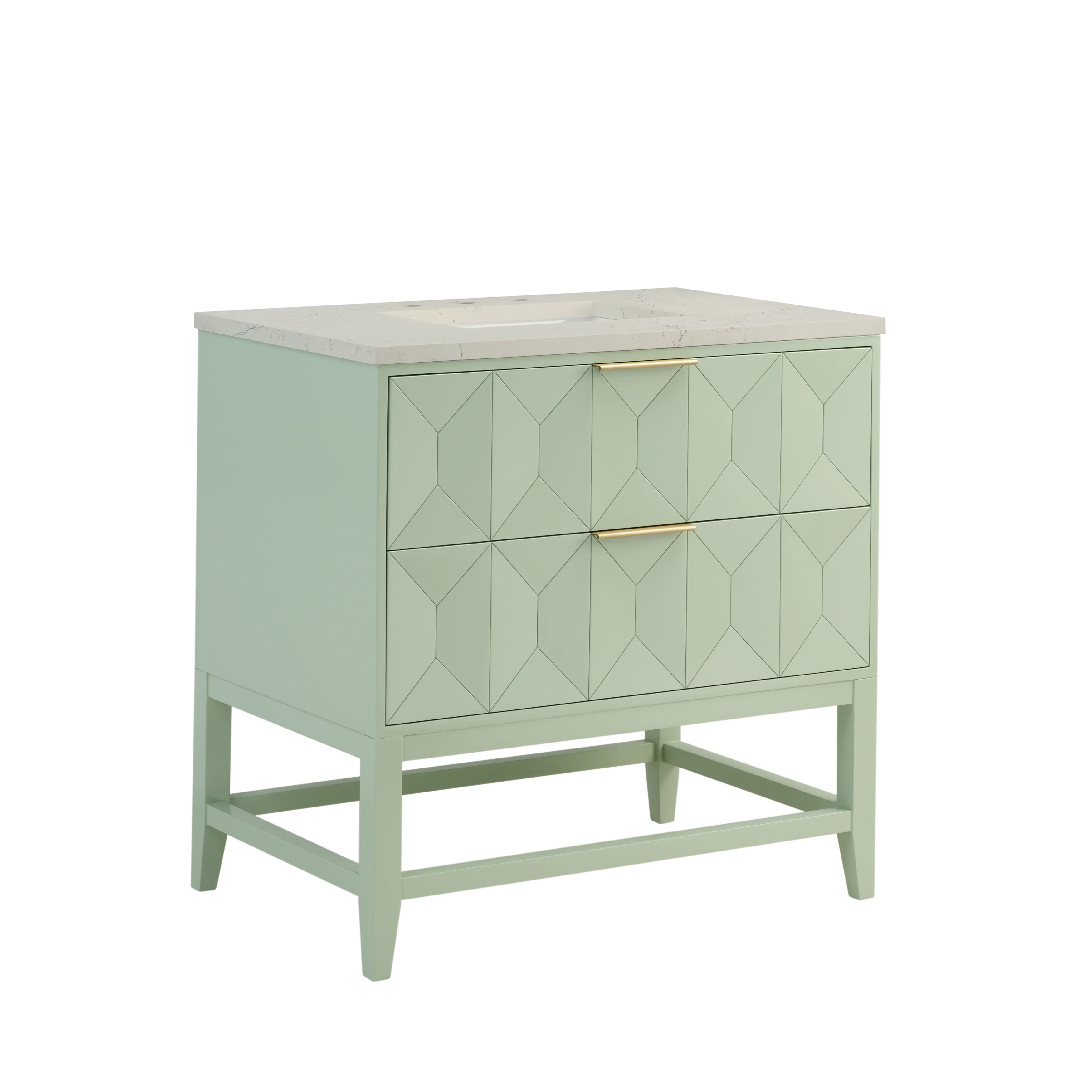 Emmeline 36" Single Vanity, Pistachio, w/ 3 CM Siberian Silestone Top