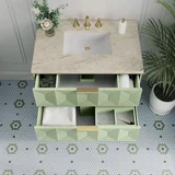 Emmeline 36" Single Vanity, Pistachio, w/ 3 CM Tajnar Eclos Top