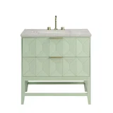 Emmeline 36" Single Vanity, Pistachio w/ 3 CM Victorian Silver Top
