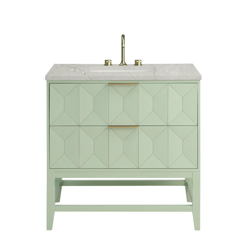 Emmeline 36" Single Vanity, Pistachio w/ 3 CM Victorian Silver Top